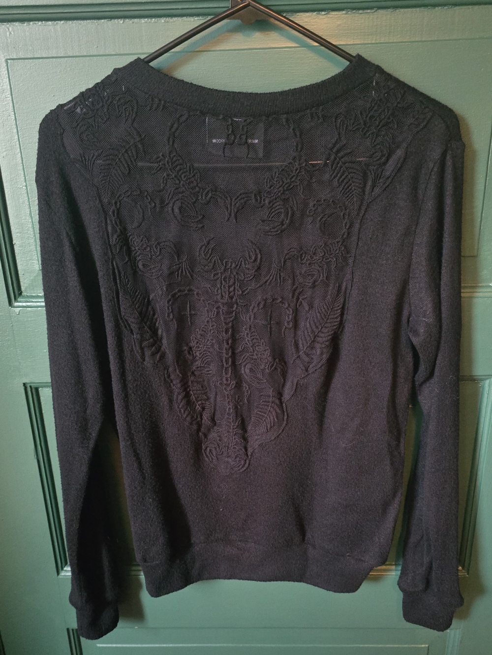 Black Embroidered Crewneck Sweater - Women